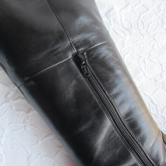Soft Black Leather Boots 9 Womens Knee High Buckles Zips - Picture 5 of 15